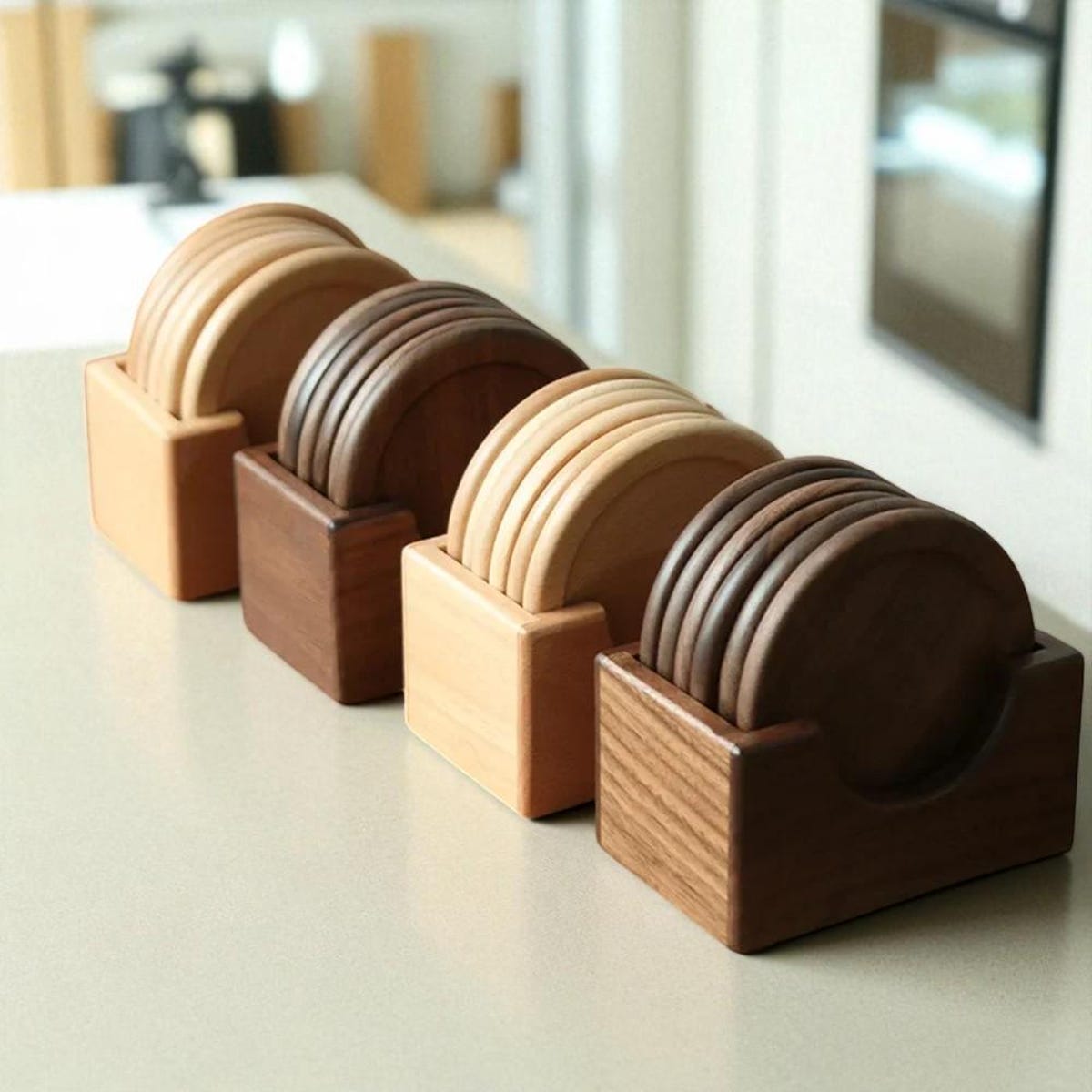 Set of 6 Walnut Wood Coaster Set Japanese Drink Coasters & Placemats L Home Decor - Etsy