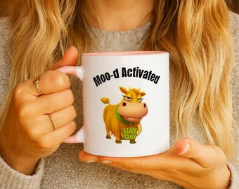 Funny Cow Mug – Moo-d Activated Coffee Cup, Farm Humor Gift for Cow Lovers