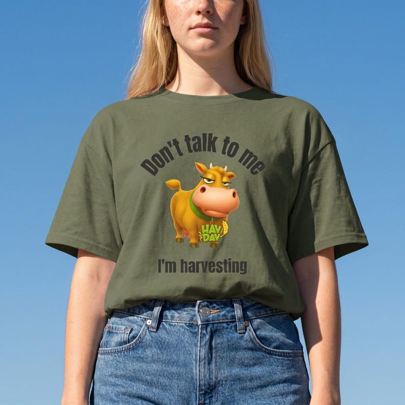 Funny Hay Day Cow Tee – Gamer Gift, Harvesting Shirt image 5