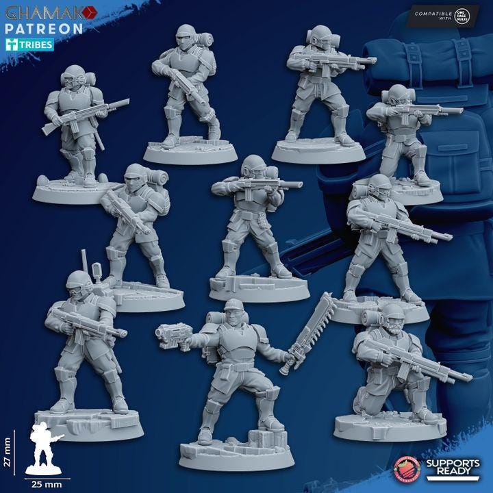 Lot 10 Figurines Warhammer 40K - Astra Militarum Stormtroopers Cadian Shock Troopers