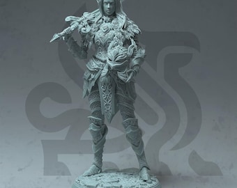 Miniatura de Paladina Elfa - 32 mm 75 mm - Celathyn, Nais ro Nan Thalias - DM Stash