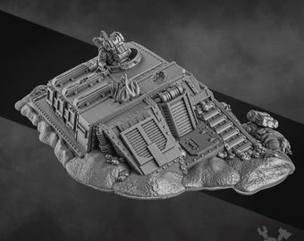 Terreno de Tanque Destruído - Cenário de Campo de Batalha Acidentado - Jogos de Guerra de Ficção Científica Sombria - Miniaturas para Jogos de Mesa - Escala 28 mm - DakkaDakka