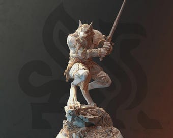 Miniaturas de Caçador de Hex do Patrulheiro Lobisomem - 32 mm 75 mm - Lucian Grey (Forma de Lobo) - DM Stash