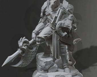 Dragonfolk Paladin Miniature - 32mm 75mm - Tharvian, Dragon Knight - DM Stash