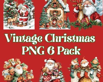 Vintage Christmas Clipart Set | 1950s Watercolor PNGs (Digital Download)