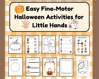 Halloween Activity Worksheets, Fine Motor Skills, PreK and Toddler (Digital Download)