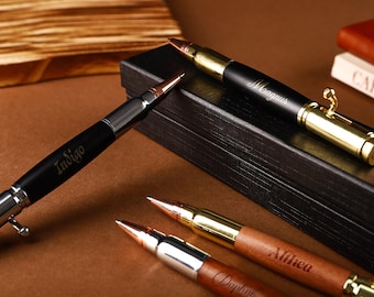 Set regalo di penne con fucile incise, penna a otturatore personalizzata, per fidanzato