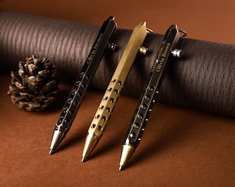 Penna a otturatore in bronzo personalizzata, penna con fucile inciso, per fidanzato