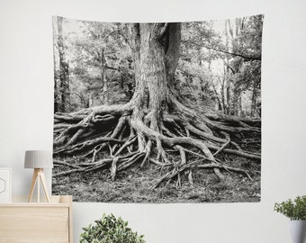 Black and White Tree of Life Tapestry, Hippie Tapestry, Zen Wall Hanging, Nature Tapestry, Zen Wall Decor, Tree Roots Forest Decor