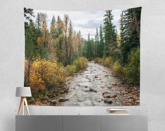 Autumn Forest River Wall Tapestry, Colorado Decor, Large Wall Tapestry, Forest Decor, River Tapestry, Landscape Decor, Master Bedroom Decor