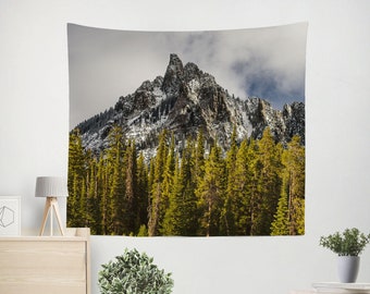 Mountain Peak and Forest Tapestry, Telluride Summit Colorado Decor, Nature Bedroom Theme