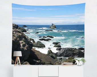 Beach Wall Tapestry, Northern California Decor, Pacific Coastal Wall Art, Nautical Wall Tapestry, California Coast Northwest Beach Tapestry