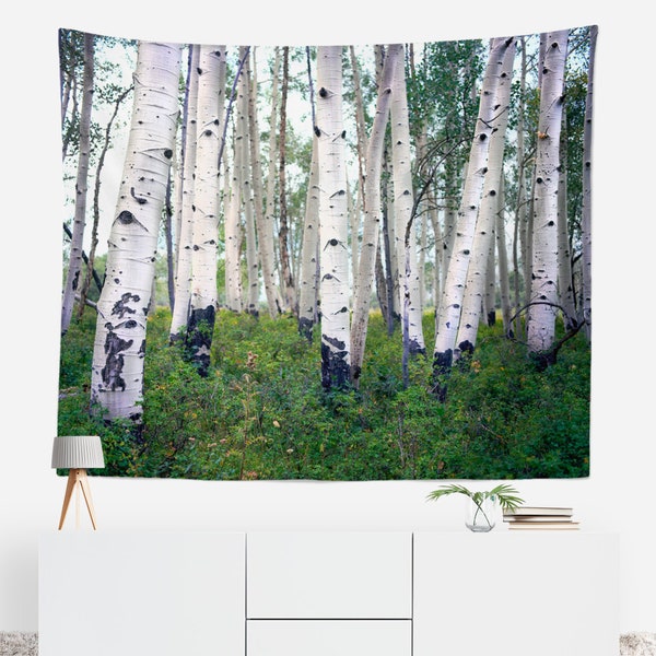 Mountain Birch Forest Wall Tapestry, Birch Trees, Utah Wall Art, Nature Wall Scene, Cedar Breaks, Navajo Lake Utah Gift, Aspen Tree Decor