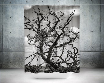 Blue Shower Curtain Tree Nature Bathroom Decor Modern Home Bath Hanging Art EVA