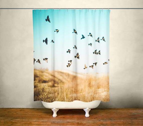 Dreamy Birds Shower Curtain Blue Bathroom Decor Gift For Etsy