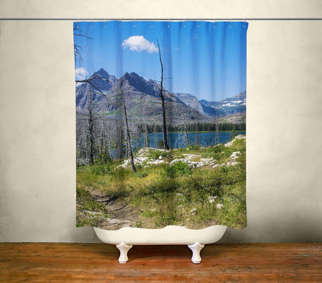 Glacier Lake Shower Curtain, Rocky Mountains, Mountain Bathroom Decor, Nature Shower Curtain