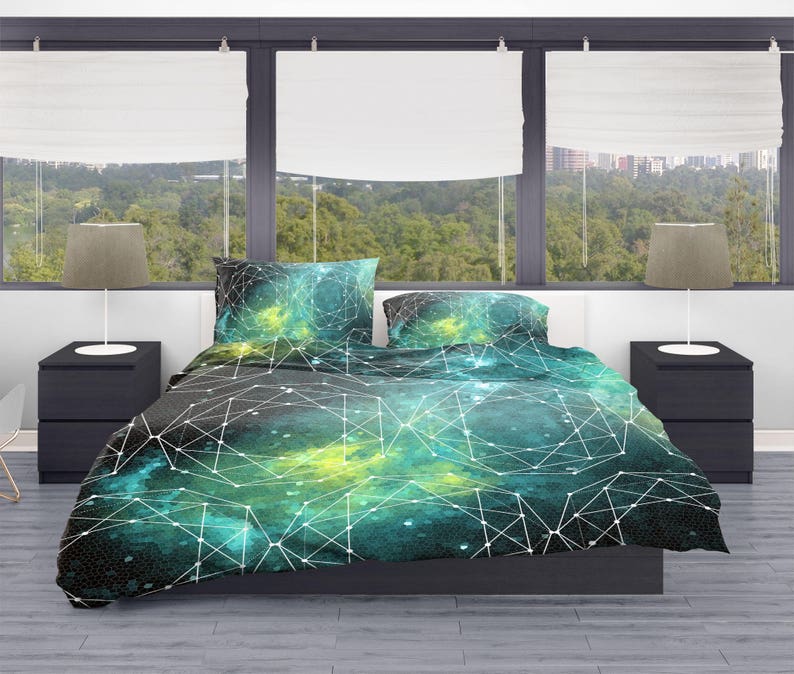 Outer Space Duvet Cover Galaxy Queen Bedding Twin Dorm Etsy
