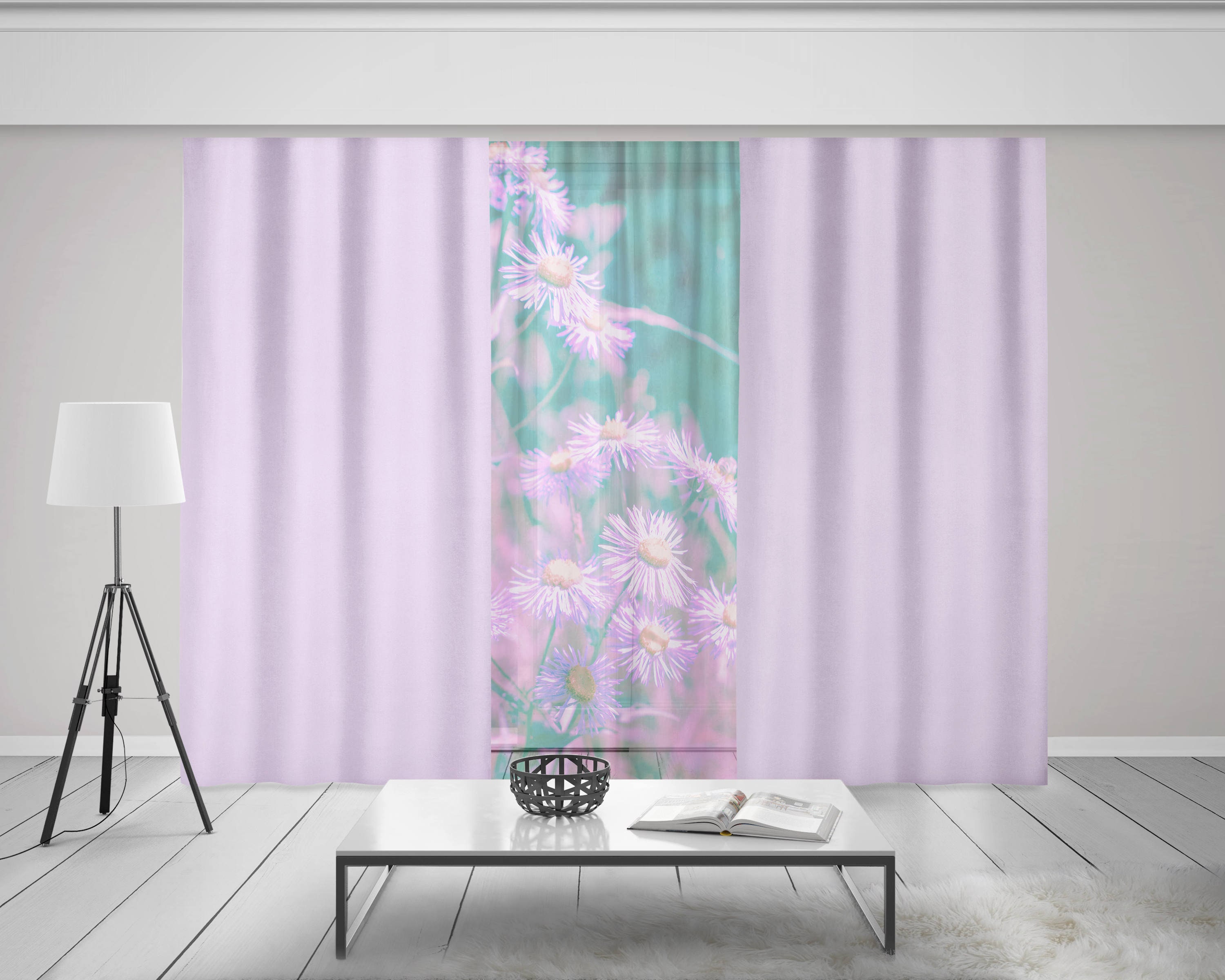 Purple Floral Window Curtains Tall Curtains Zen Home Decor Etsy