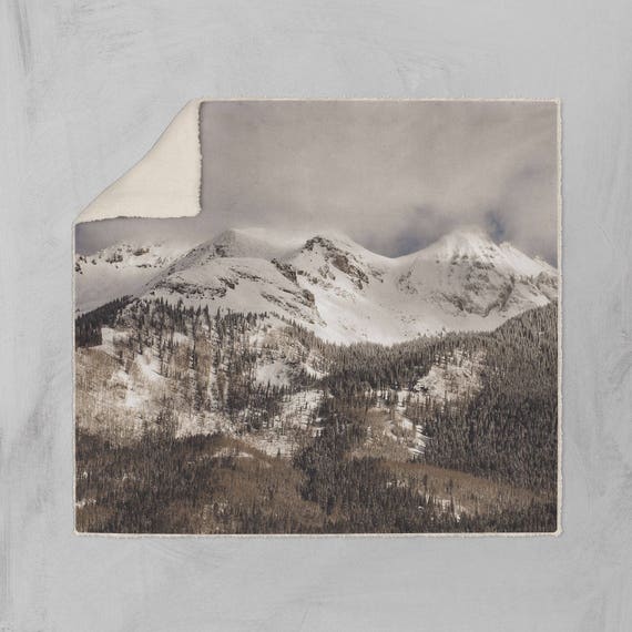 Snowy Mountain Tops Colorado Sherpa Fleece Ski Lodge Decor Heliskiing Mountain Mountain Range Home Mountain Bedroom Snowy Winter Decor
