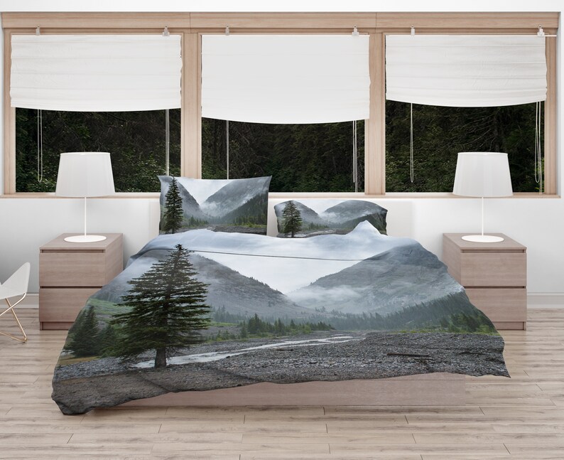 Cloudy Mountains Duvet Cover Mountain Bedding Nature Bed Etsy
