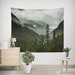 Mountain Tapestry, Green Forest Wall Hanging, Epic View Nature Tapestry, Outdoor Adventure, Foggy Valley Bedroom Decor 