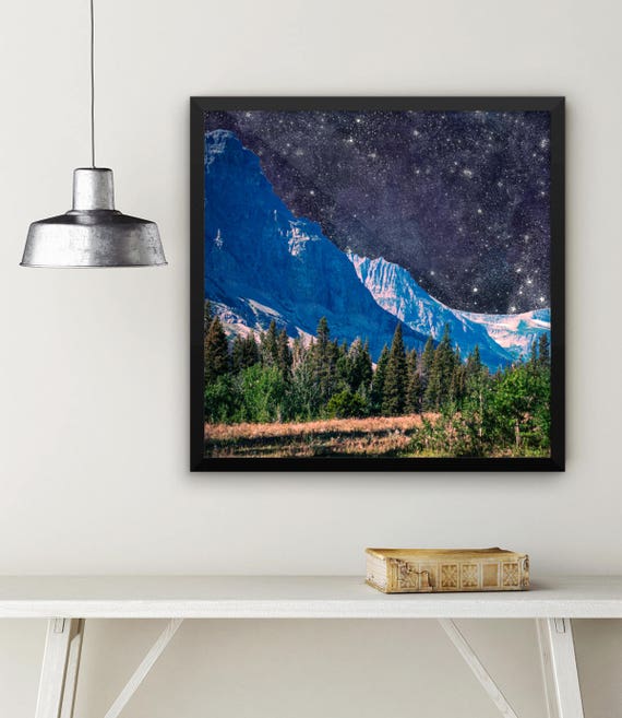 Outer Space Wall Art Space Themed Bedroom Night Sky Mountain Etsy