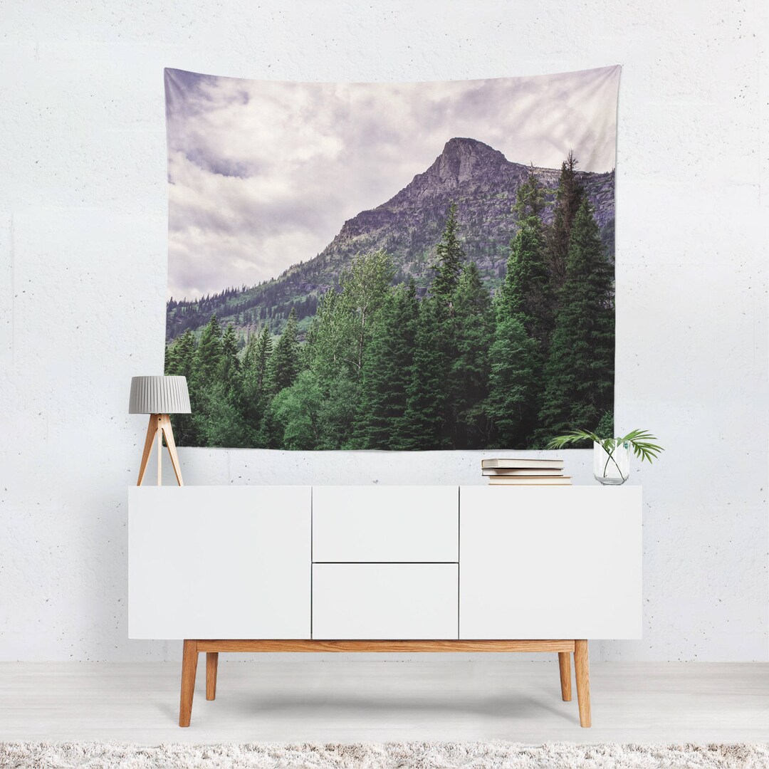 Mountain Peak Wall Tapestry, Mountain Tapestry, Zoom Room Tapestry 