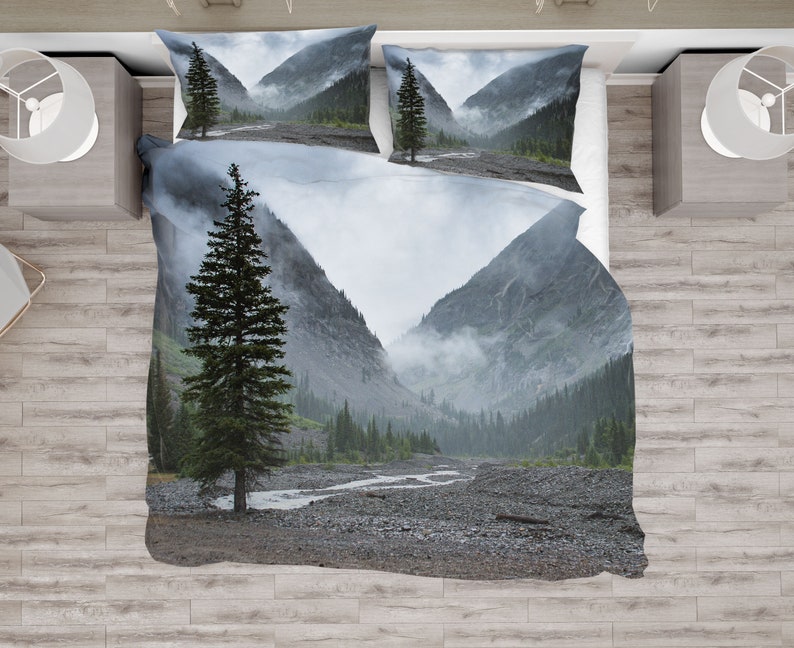 Cloudy Mountains Duvet Cover Mountain Bedding Nature Bed Etsy