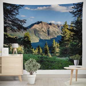 Mountain Peak Tapestry, Colorado Forest Wall Hanging, Nature Therapy Bedroom Decor, Rocky Mountains Pass