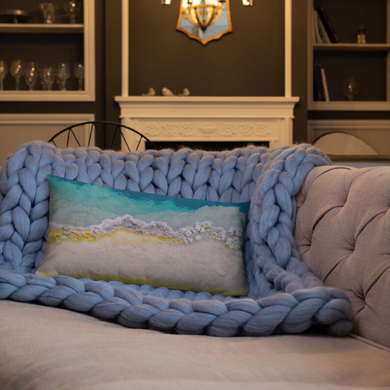 Blue and Yellow Lumbar Pillow Modern Pillow Cover Beautiful Etsy