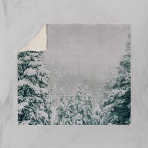 Winter Forest Sherpa Blanket, Trees in Winter Vegan Fleece - Two Sizes