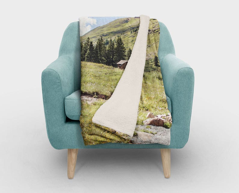 Rocky Mountain Living Room Decor Fuzzy Bedding Rustic Cabin Blanket Ultra Soft Sherpa Fleece Throw Couch Arm Throw