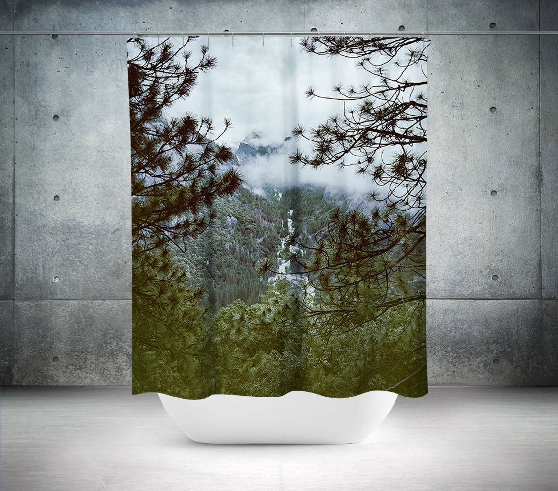 Fog Forest Shower Curtain Nature Shower Curtain Trees Shower Etsy