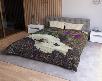 Skull and Flowers Duvet Cover
