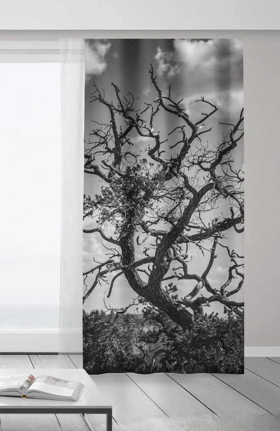 Black And White Tree Branches Curtains 50x84 Inch Sheer Or Etsy