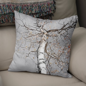 Towering Aspen Throw Pillow - Aspen Tree Decor, Forest Pillow, Birch Living Room, Aspen Trees, Branches Throw Pillow, Modern Decor