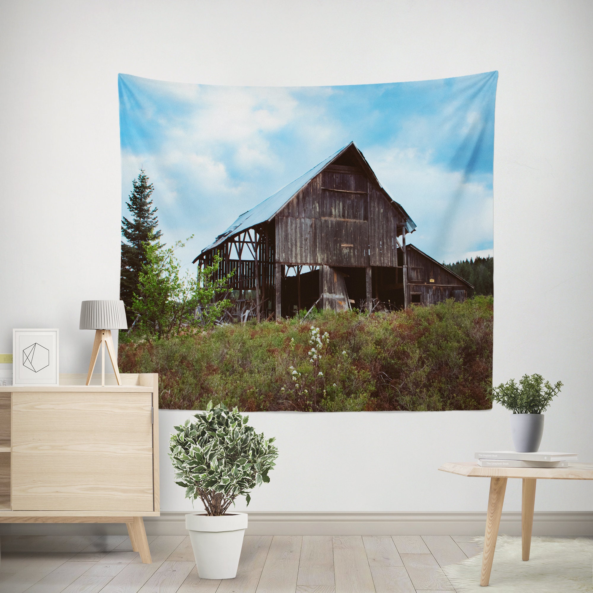 Rustic Barn Farmhouse Wall Tapestry Country Western Themed  Etsy