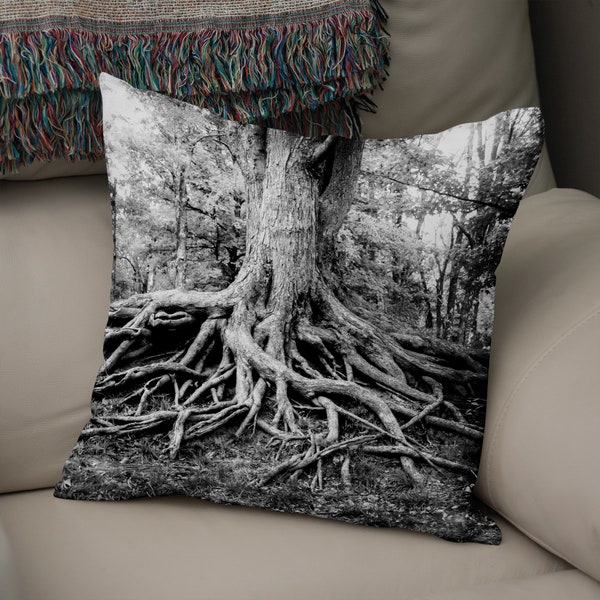 Tree Roots Throw Pillow, Nature Lumbar Pillow, Roots of Life Hippy Gift, Modern Nature Living Room, Zen Bedroom, Patio Pillow Outdoor