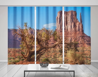 Monument Valley Window Curtains, Southwest Desert Scene, Set of 3