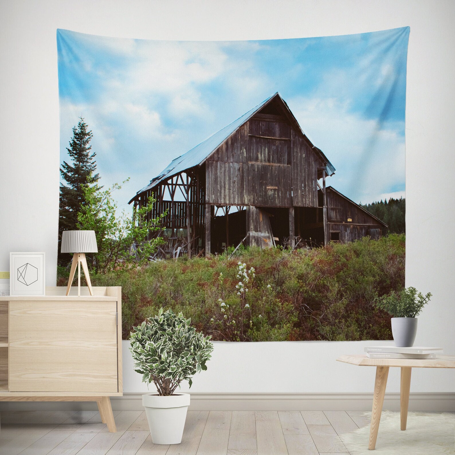 Rustic Barn Farmhouse Wall Tapestry Country Western Themed  Etsy