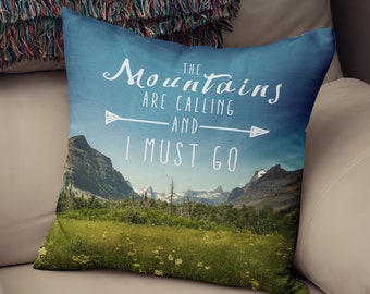 Glacier National Park Throw Pillow – Mountains are Calling Design