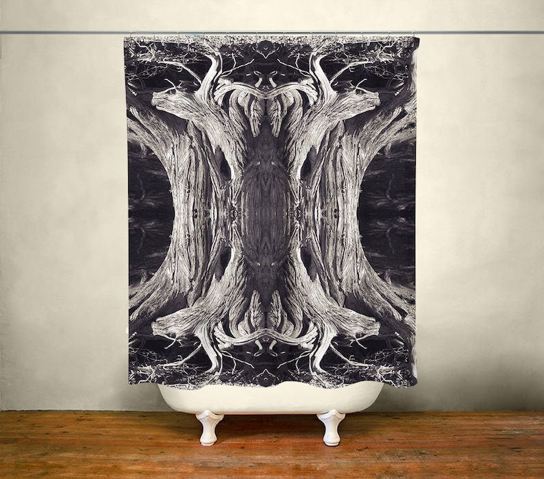 Tree Roots Gothic Theme Bathroom Goth Decor Black and White Decor Heavy Metal Tree Roots Shower Curtain Halloween Decorations