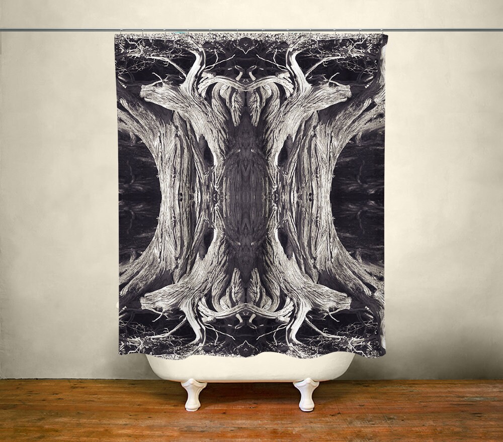 Tree Roots Gothic Theme Bathroom Goth Decor Black and White Decor Heavy Metal Tree Roots Shower Curtain Halloween Decorations