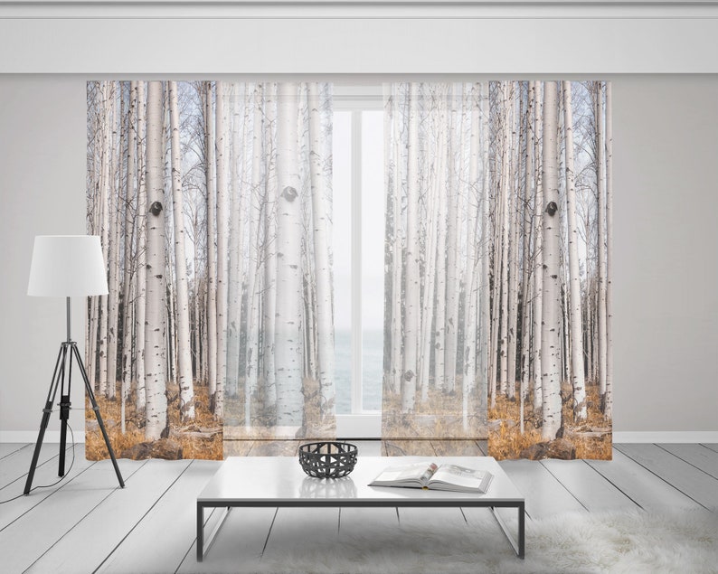 Nature Therapy Birch Forest Window Curtains 50x84 inch Etsy