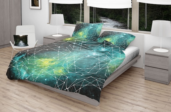 Outer Space Duvet Cover Galaxy Queen Bedding Twin Dorm Nature Bed Gift for Nerd Science Bedroom Sacred Geometry Etsy