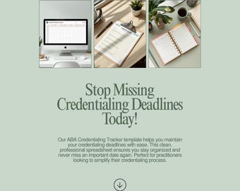 ABA Practice Credentialing Tracker Excel Spreadsheet (Digital Download)