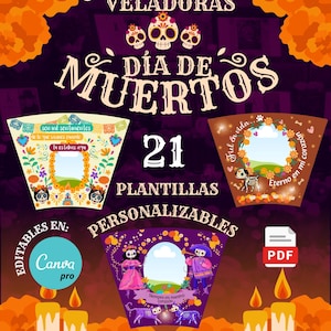 Anpassbare Vorlage für Kerzenetiketten. Tag der Toten