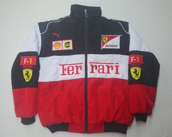 Giacca da corsa Ferrari di Formula 1, Giacca Ferrari F1, Giacca Ferrari, Giacca da corsa streetwear anni '90, Giacca unisex vintage Ferrari,Ferrari