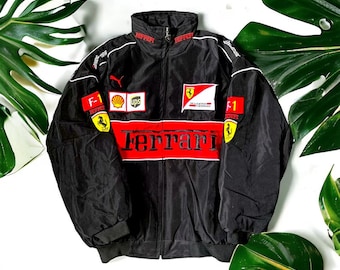 FERRARI RACING JACKET - Bestickte Ferrari Racing Jacke - Originale Formel 1 Vintage Jacke, Vintage Rennjacke, Y2K Rennjacke