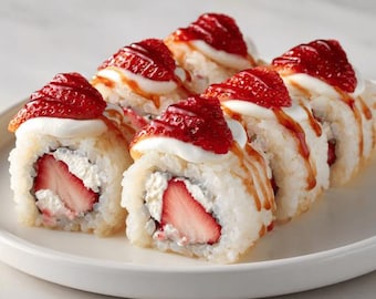 Strawberry Shortcake Sushi Rolls Recipe: No Bake Creamy Strawberry Dessert (Digital Download)
